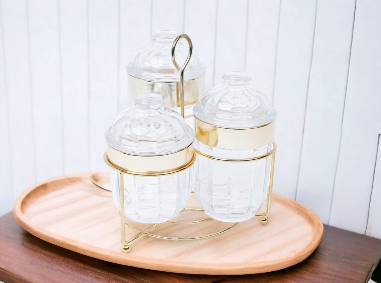 Vicenza Toples Permen Kaca Set 3pcs Sachi VGC7504 dengan Rak