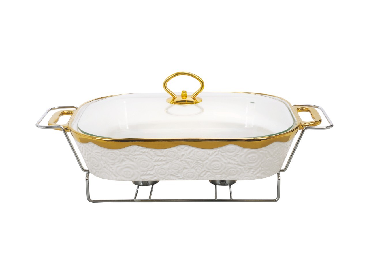 CR918CH Penghangat Makanan Persegi Panjang (with Embossed Flower)