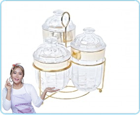 VGC7504 Toples Permen Kaca Sachi Dengan Rak