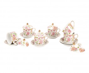 Cangkir Set dengan Tutup Y85 Motif Gardenia