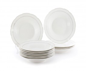 Piring Makan 9 inch DP9 Garis Emas (1 Lusin)