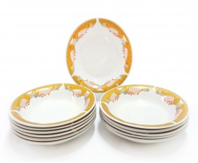 Piring Lontong 9 inch (1 Lusin) P131 Motif Camelia Color