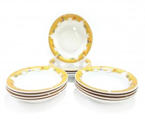 Piring Lontong 9 inch (1 Lusin) P131 Motif Padi Color
