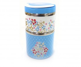 Rantang 2 Susun VLB112B Biru Motif Poppy