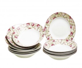 Piring Makan 9 inch BA179 1 Lusin Motif Mawar