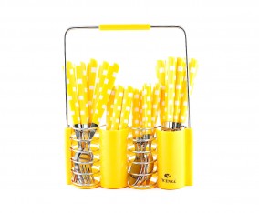 Sendok dan Garpu Set V240C Motif Kotak Warna Kuning