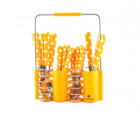 Sendok dan Garpu Set V240C Motif Kotak Warna Orange