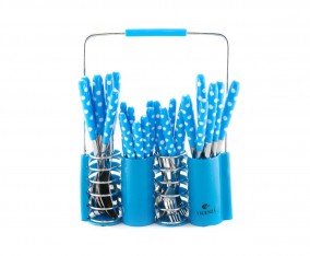 Sendok dan Garpu Set V245C Polkadot Warna Biru