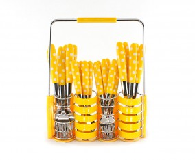 Sendok dan Garpu Set V245C Polkadot Warna Kuning