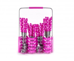 Sendok dan Garpu Set V245C Polkadot Warna Merah Muda