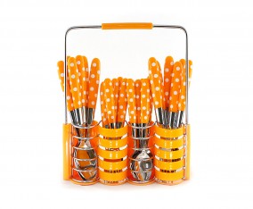 Sendok dan Garpu Set V245C Polkadot Warna Orange