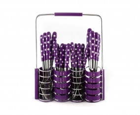 Sendok dan Garpu Set V245C Polkadot Warna Ungu