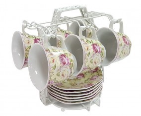 Vicenza Cangkir Teh Set Segi Delapan Mawar CA78-1