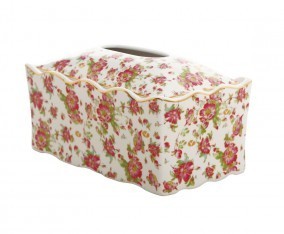 Vicenza Kotak Tisu Porselen Gold Melati HA42