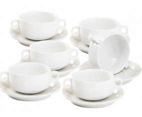 Vicenza Soup Bowl with Saucer - Set Mangkuk Sup White WL652