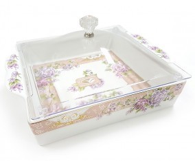 Vicenza Tempat Kue Persegi Motif Magnolia P137