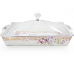 Vicenza Tempat Kue Persegi Panjang Motif Magnolia P138