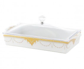 Vicenza Tempat Kue Persegi Panjang Motif Padi P138