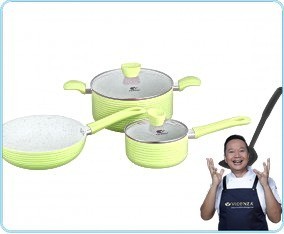 Vicenza Wave Cookware Set Non-Stick Hijau V833