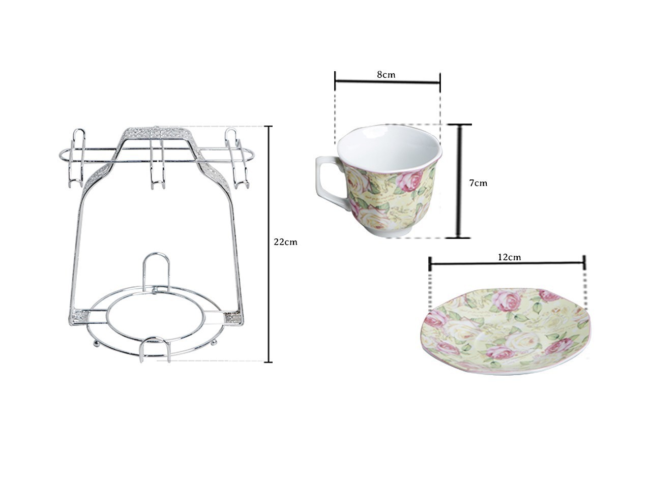 Vicenza Cangkir Teh Set Segi Delapan Mawar CA78-1