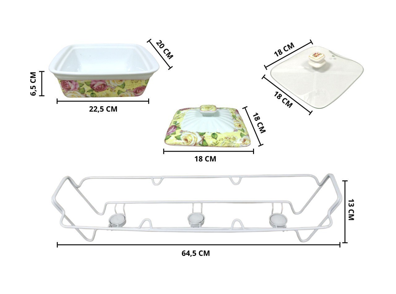 Vicenza Clara Penghangat Makanan Persegi Mawar HA45