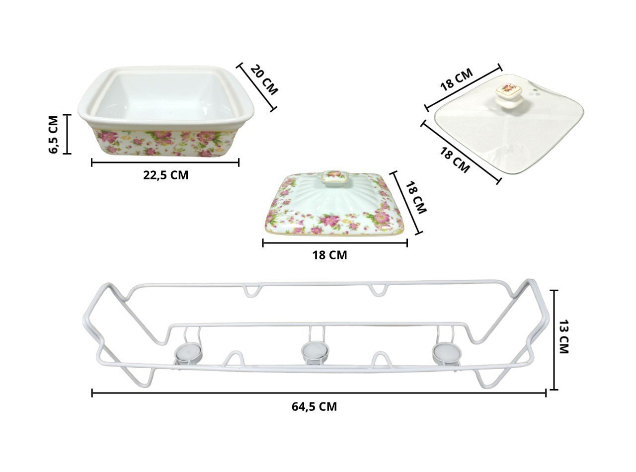 Vicenza Clara Penghangat Makanan Persegi Melati HA45