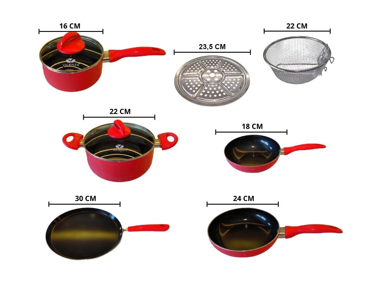 Vicenza Cookware Set 12pcs V712 Merah