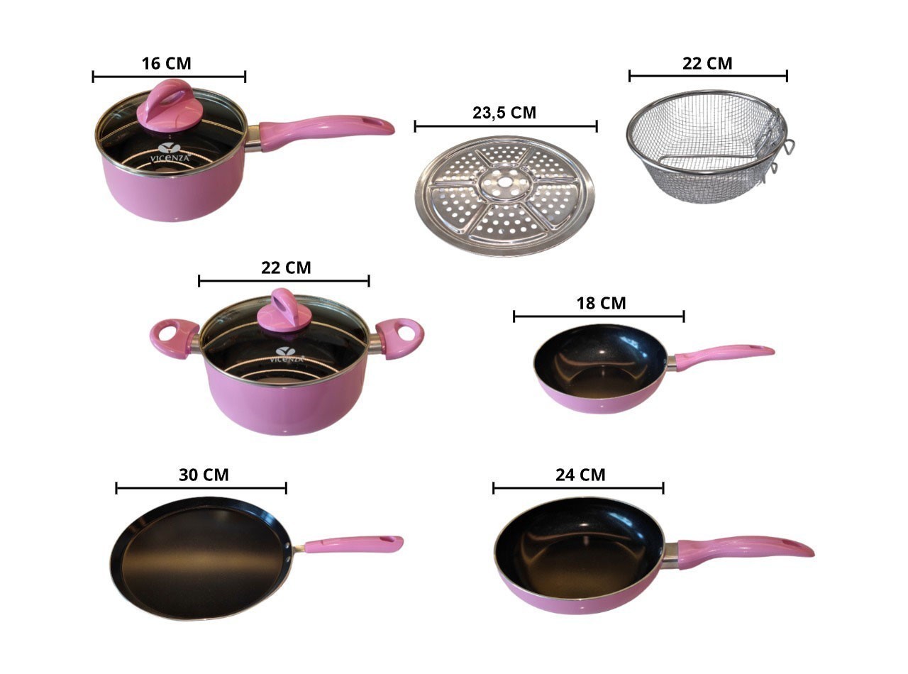 Vicenza Cookware Set 12pcs V712 Pink