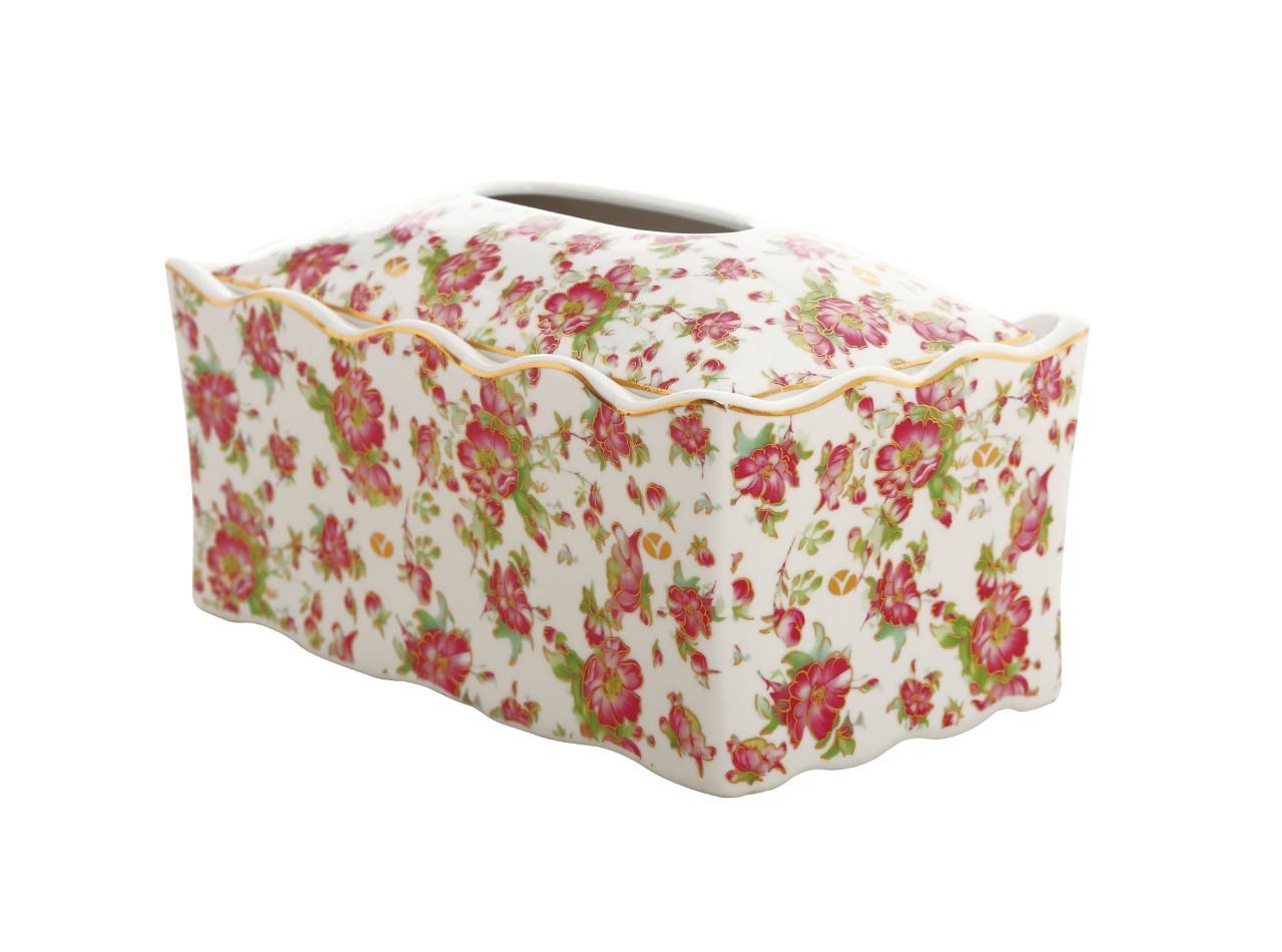 Vicenza Kotak Tisu Porselen Gold Melati HA42