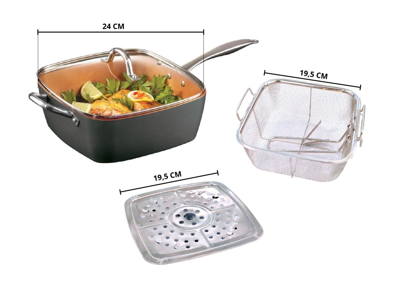 Vicenza Panci Persegi 24 cm VSP24 Grey