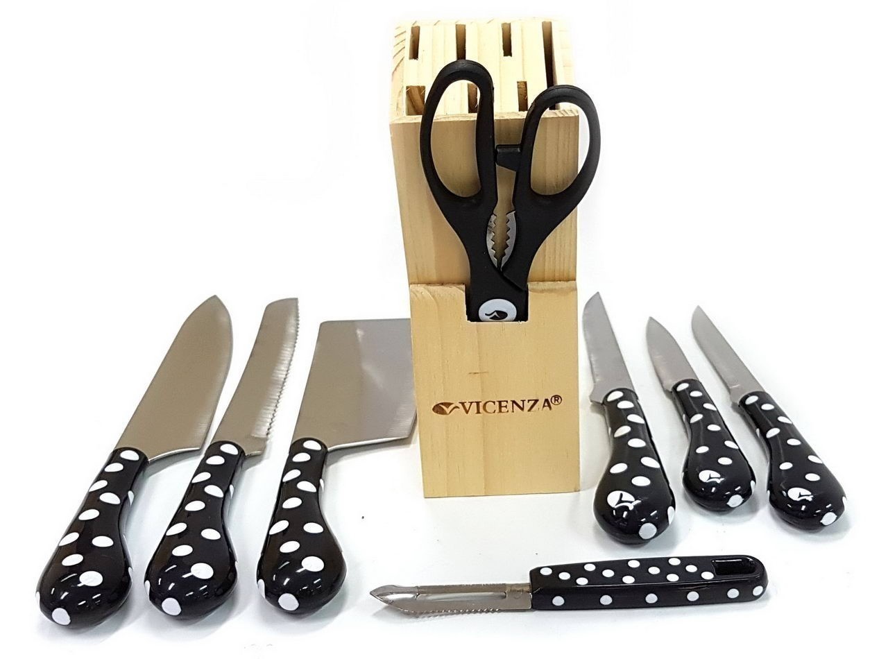 Vicenza Polkadot 8-pcs Pisau Set V918KP Hitam
