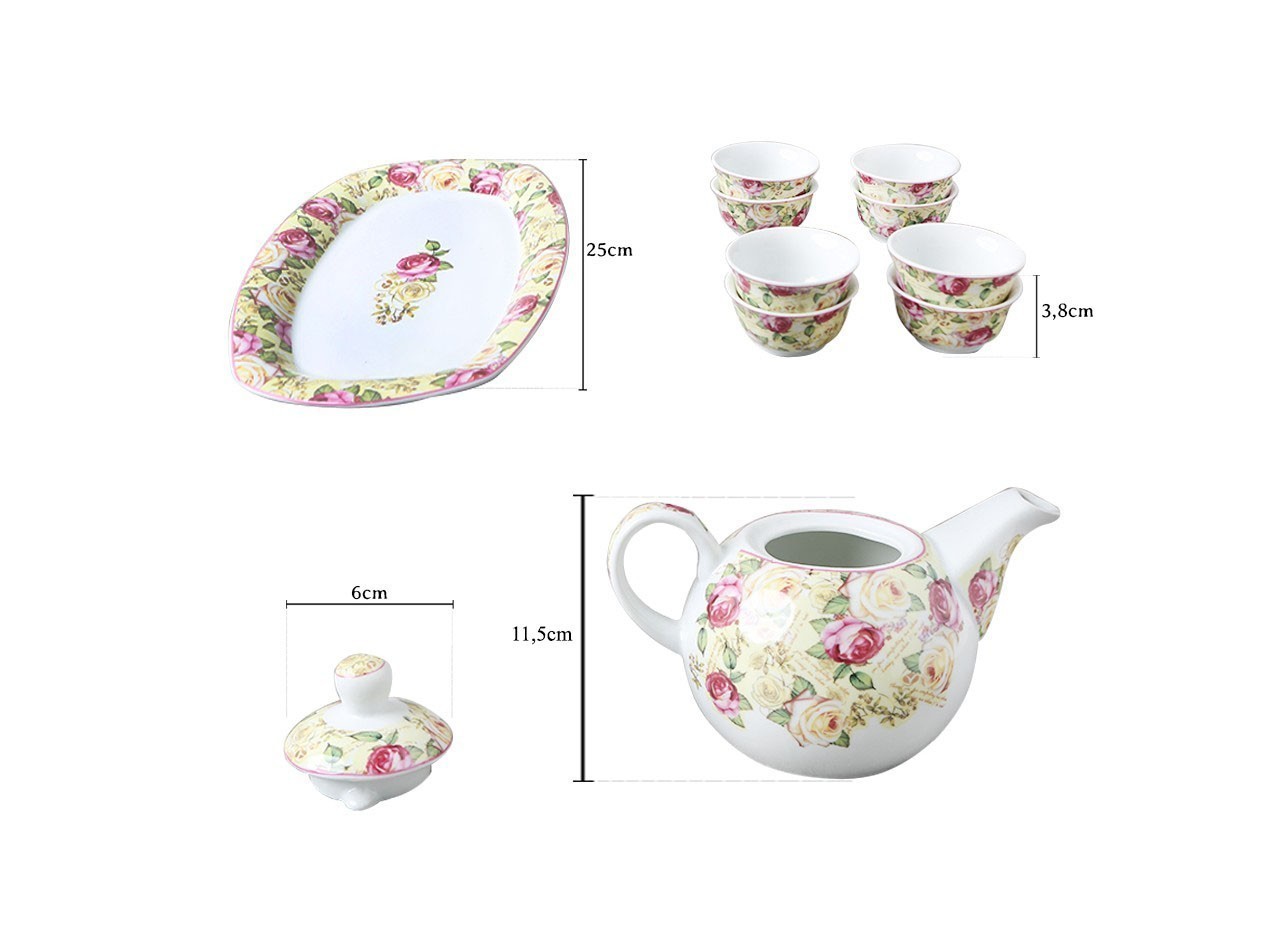 Vicenza Set Teko & Mangkuk Saji Pempek Motif Mawar BA902