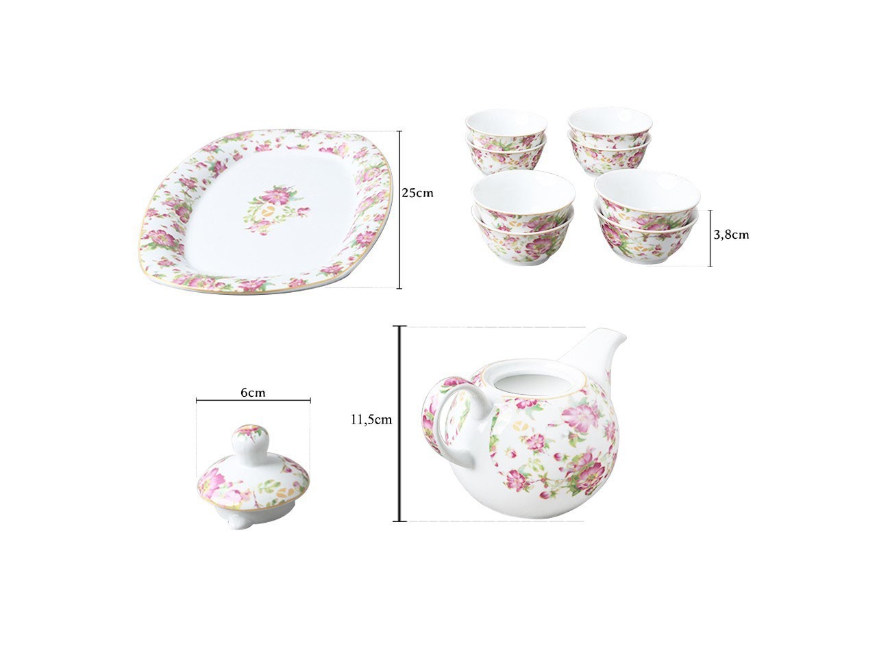 Vicenza Set Teko & Mangkuk Saji Pempek Motif Melati BA902