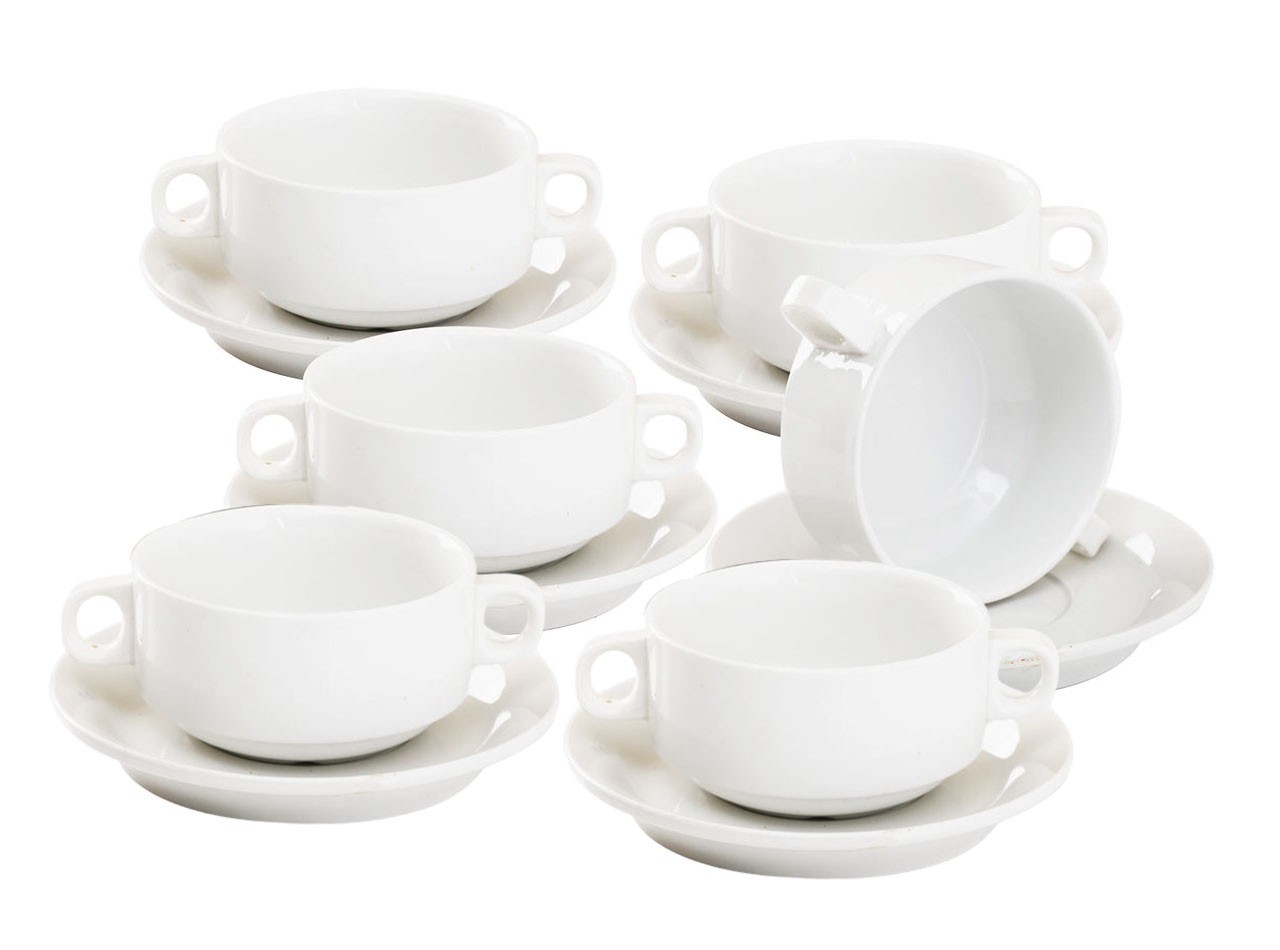 Vicenza Soup Bowl with Saucer - Set Mangkuk Sup White WL652