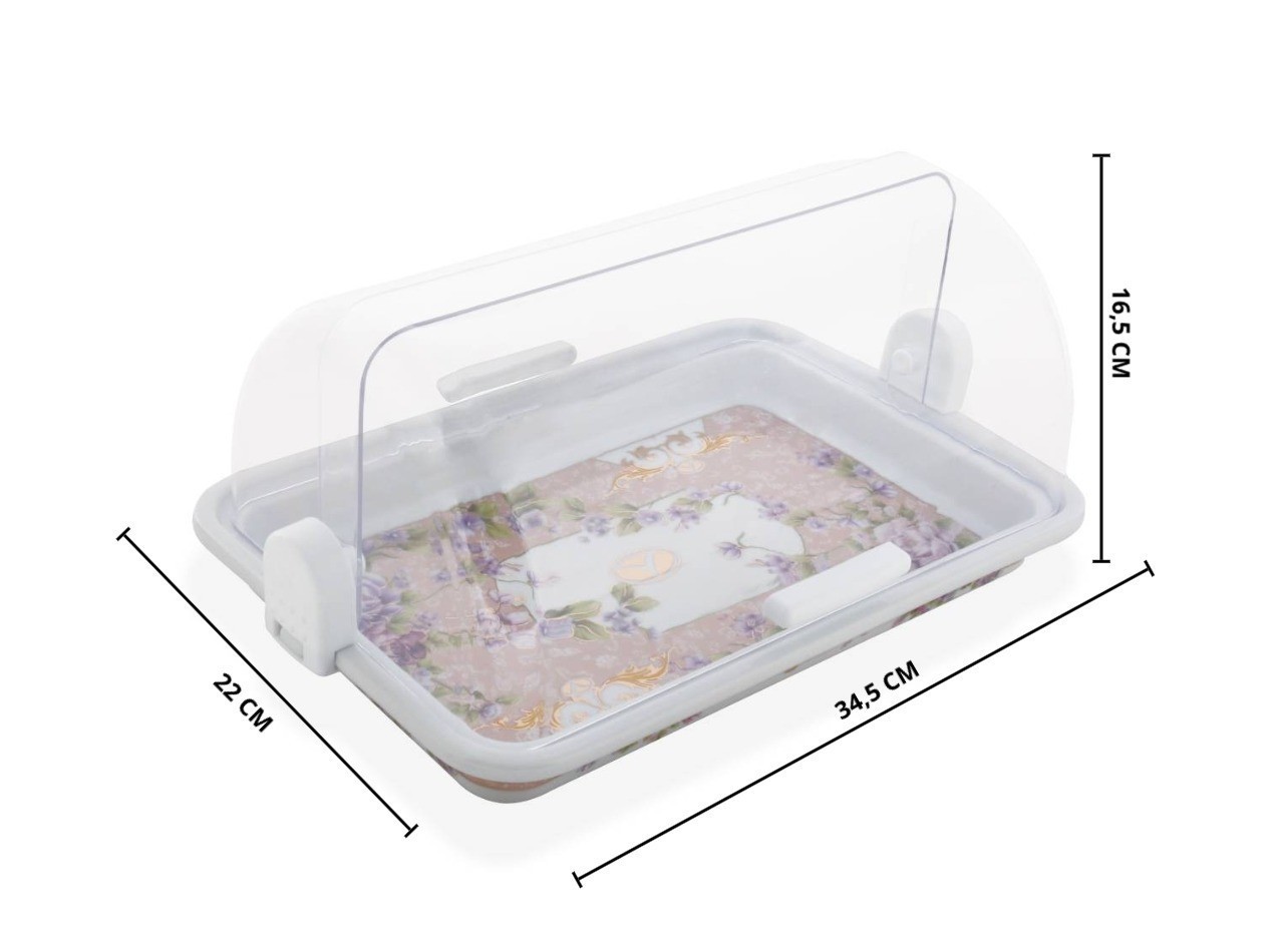 Vicenza Tempat Kue dengan Tutup Geser Motif Magnolia P139