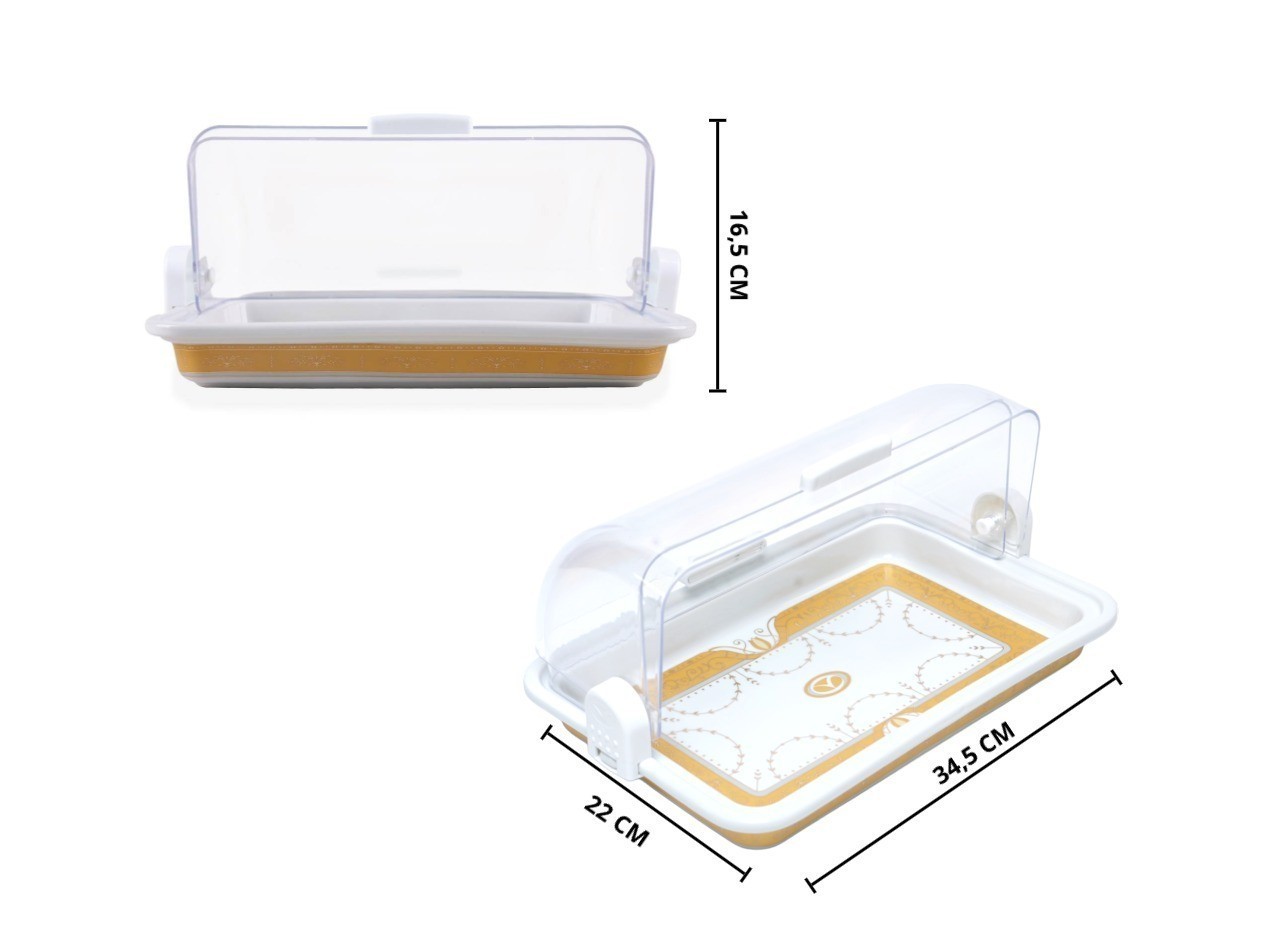 Vicenza Tempat Kue dengan Tutup Geser Motif Padi P139