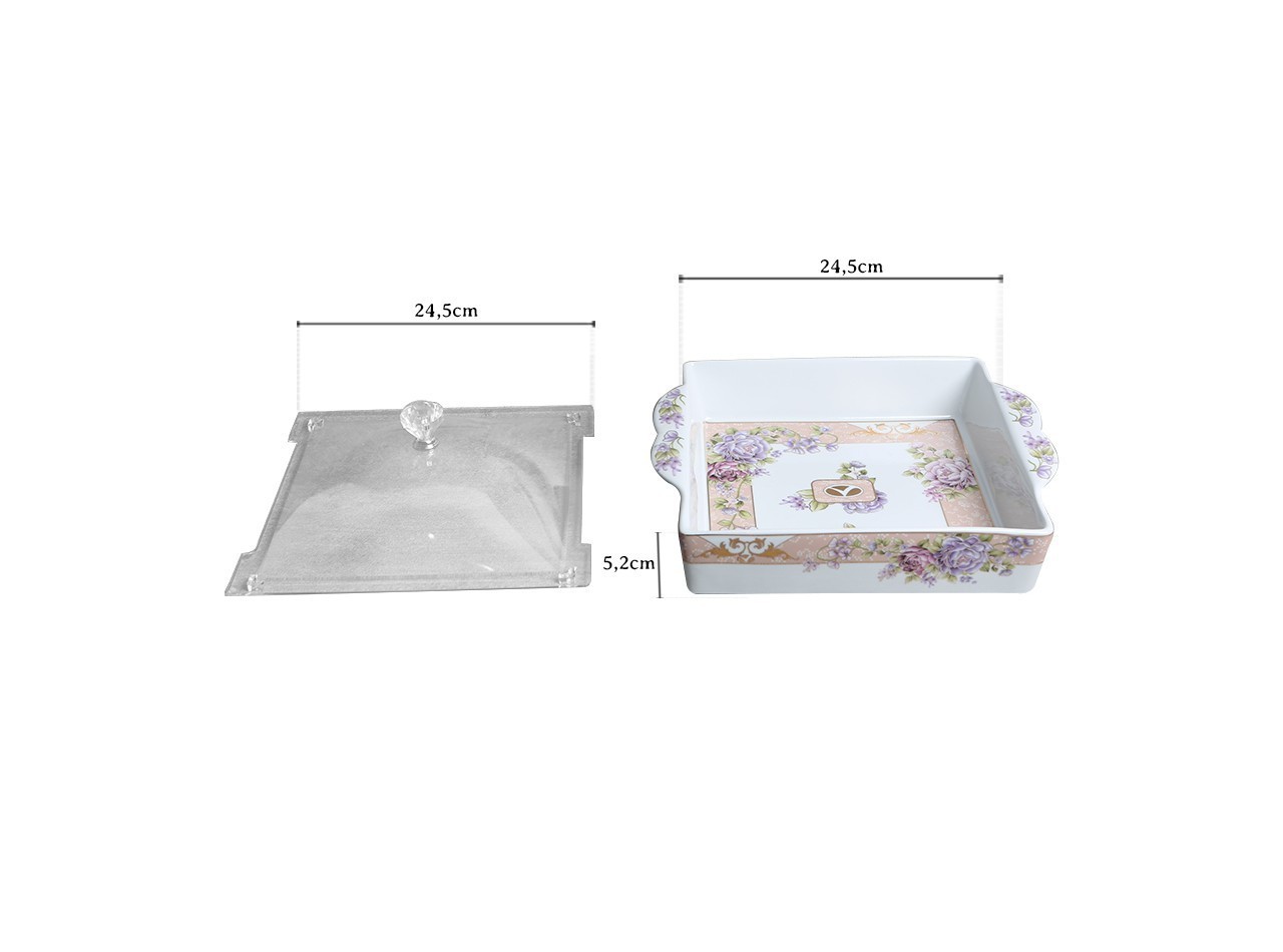 Vicenza Tempat Kue Persegi Motif Magnolia P137