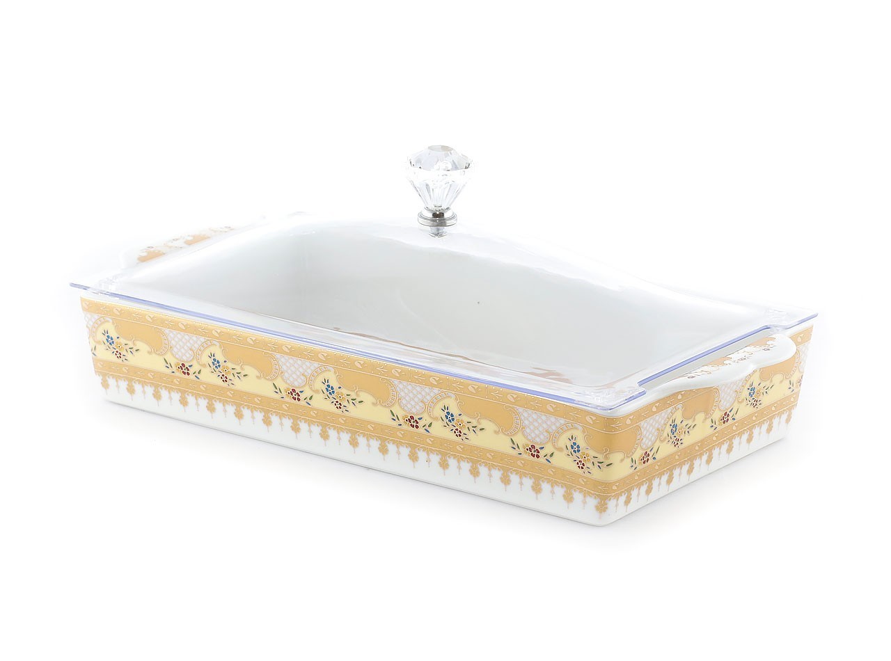 Vicenza Tempat Kue Persegi Panjang Motif Camelia P138