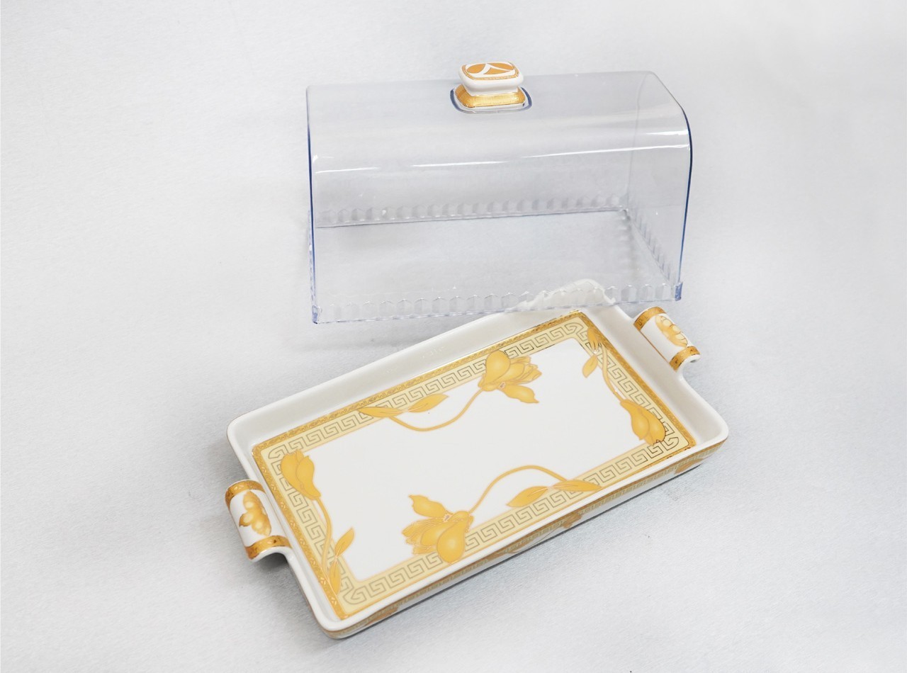 Vicenza Tempat Kue Porselen Bentuk Persegi Motif Lily P76