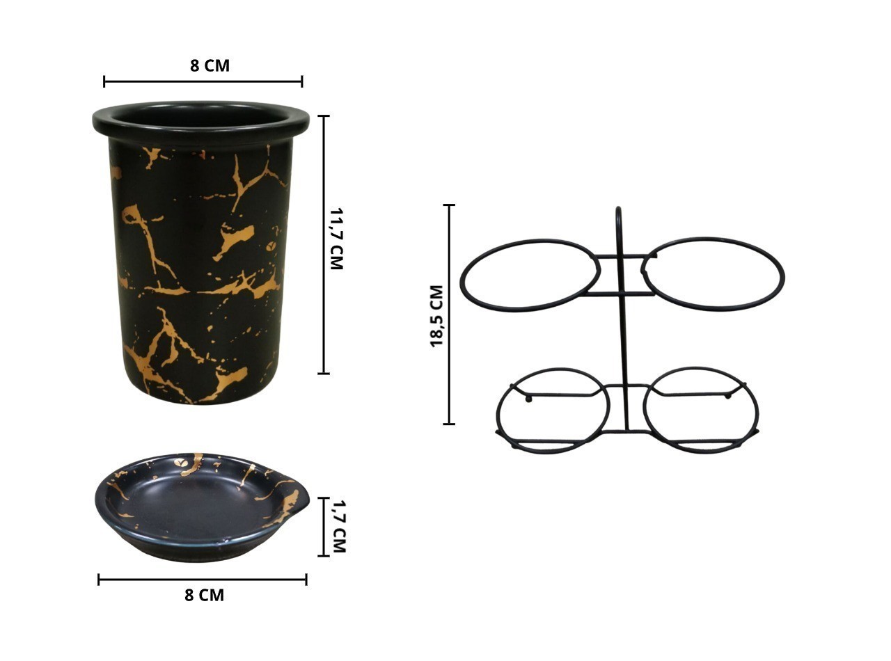 Vicenza Tempat Sendok Carissa Motif Marmer Hitam BM913