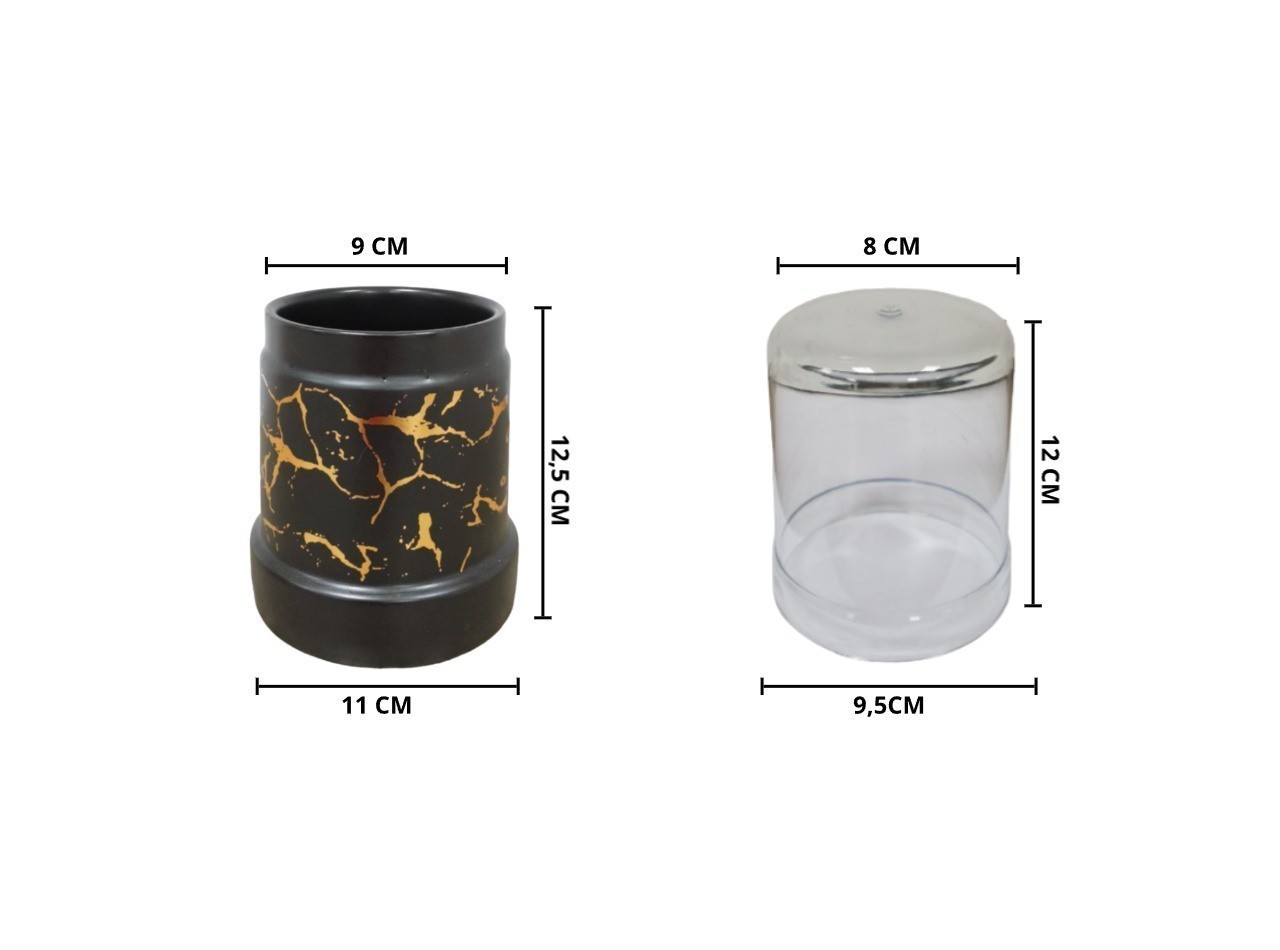 Vicenza Tempat Sendok Motif Marmer Hitam BM735