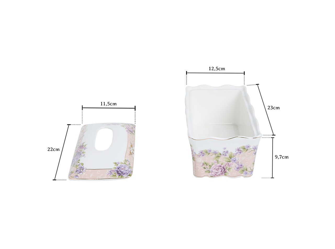 Vicenza Tempat Tisu Porselen Magnolia H42