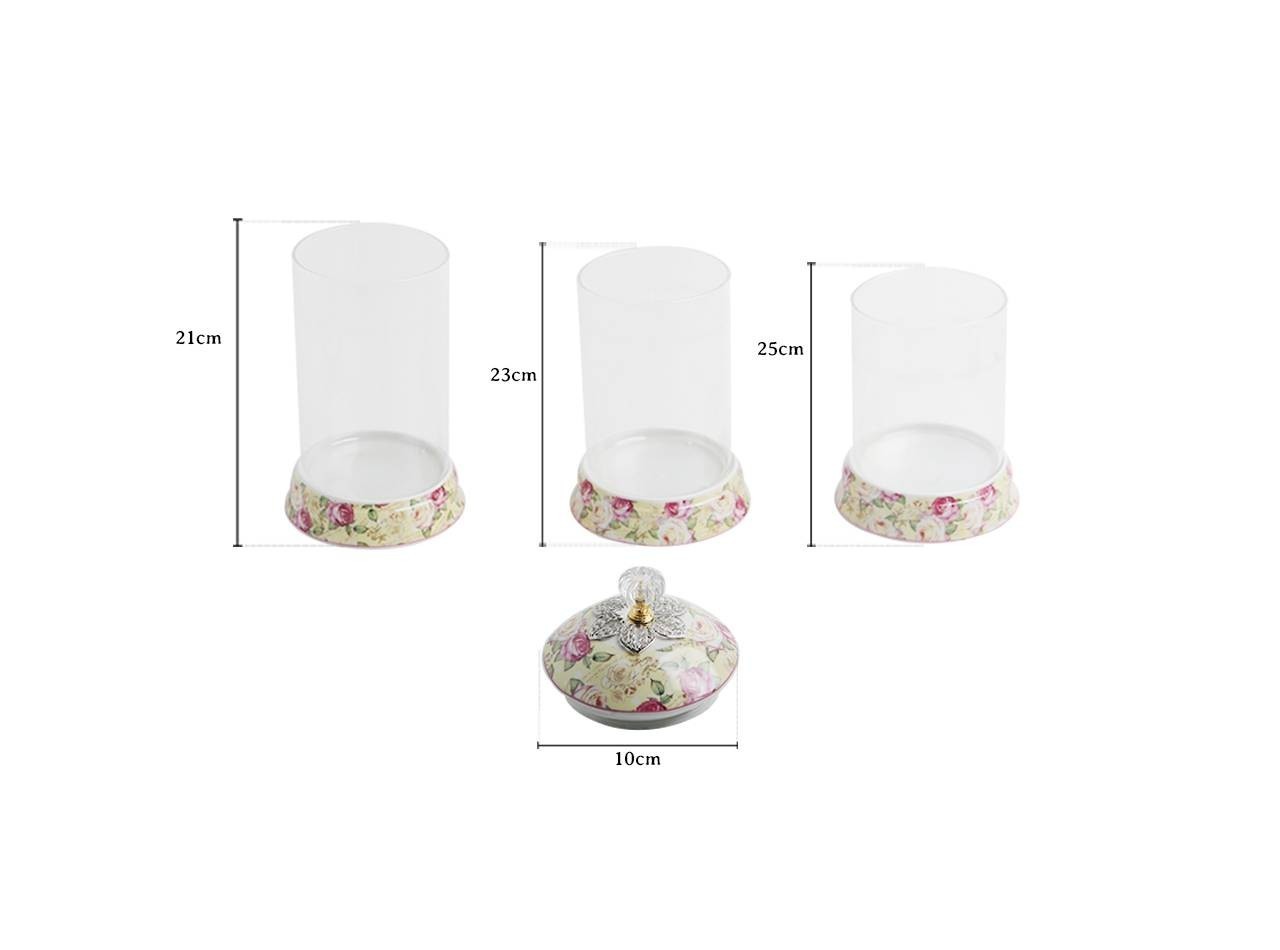 Vicenza Toples Permen Kaca Set 3pcs Mawar GA301