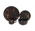 DM01 Hitam Perlengkapan Makan Dengan Motif Marmer (Marble)