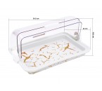 PM139 Putih Tempat Roti dengan Tutup Geser Motif Marmer