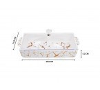 Vicenza Piring Kue Persegi Putih Motif Marmer PM138