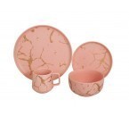 Vicenza Set Perlengkapan Makan Pink Motif Marmer DM01