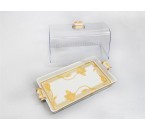 Vicenza Tempat Kue Porselen Bentuk Persegi Motif Lily P76