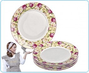 BA16 Mawar 6 Pcs Piring Makan 10.5 inch