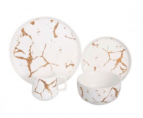 Perlengkapan Makan Dengan Motif Marmer (Marble) DM01 warna Putih